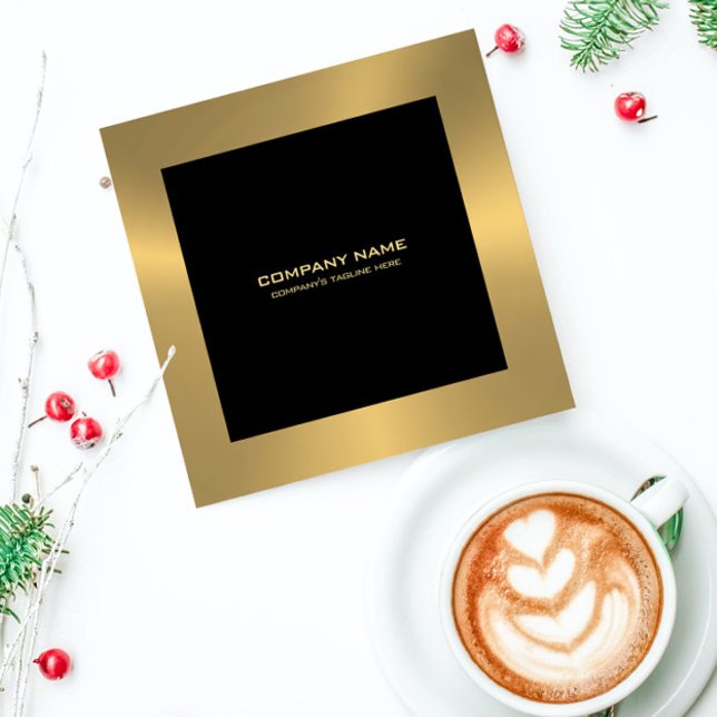 Moderne Goldgrenze für Schwarz Quadratische Visitenkarte (Von Creator hochgeladen)