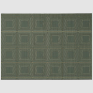 Moderne goldgrüne geometrische Quadrate Weihnachte Seidenpapier