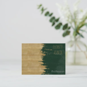 Moderne goldgrüne Pinselstriche Abstrakte Malerei Visitenkarte