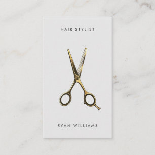 Moderne Goldhaarstylonsalonschere minimalistisch Visitenkarte