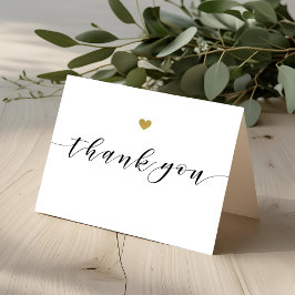 Moderne Goldherz-Hochzeit Dankeskarte