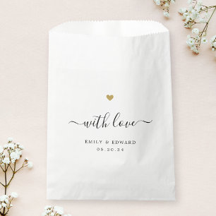 Moderne Goldherz-Hochzeit mit Liebe Geschenktütchen