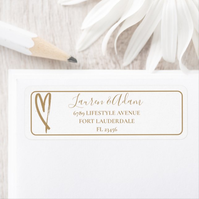 Moderne Goldkalligraphie auf White Wedding Address (Insitu)
