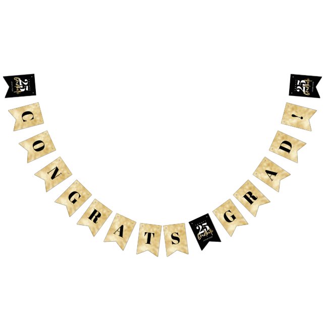 Moderne Goldkalligraphie Black Abschluss Bunting F Wimpelkette (Alle)