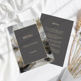 Moderne Goldmedaille Anthrazit Artistic Watercolor Menükarte