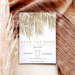 Moderne Goldpalme Save the Date elegant<br><div class="desc">Moderne,  einfache Imitate Goldpalme mit einfacher Typografie,  einem trendigen und Save the Date tropischen Hochzeitstil auf Palmenblättern.</div>