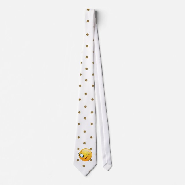 Moderne Goldpunkte, Emoji Winking Krawatte (Vorderseite)