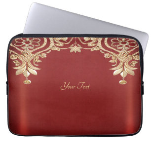 Moderne goldrote Blumen-Laptop-Hülle Laptopschutzhülle