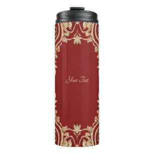 Moderne goldrote Blumen-Thermal-Tasse Thermosbecher