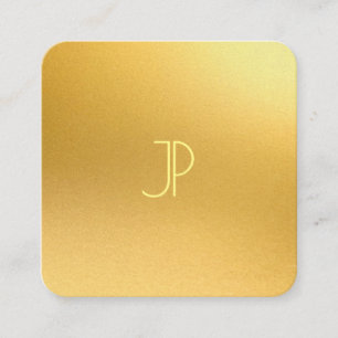 Moderne Goldschablonen-elegantes Monogramm Quadratische Visitenkarte
