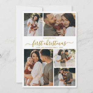 Moderne Goldschrift Baby's erstes Weihnachten 5 Fo