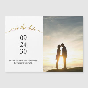 Moderne Goldschrift Hochzeit Termin Foto Magnet
