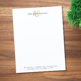 Moderne Goldschrift-Monogramm Briefbogen