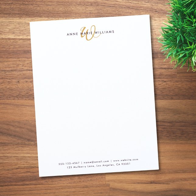 Moderne Goldschrift-Monogramm Briefbogen (Von Creator hochgeladen)