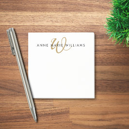 Moderne Goldschrift-Monogramm Post-it Klebezettel