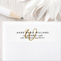 Moderne Goldschrift-Monogramm-Rücksendeadresse