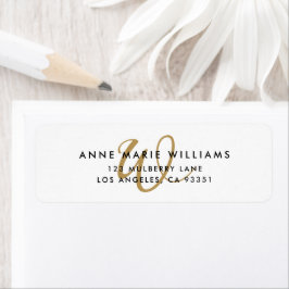 Moderne Goldschrift-Monogramm-Rücksendeadresse
