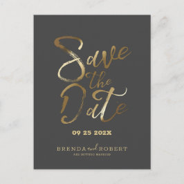 Moderne Goldtypografie auf dunkelgrau Save the Dat Ankündigungspostkarte