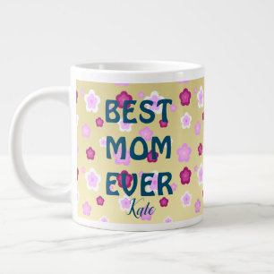 Moderne Goldtypografie Floralmonogrammname Jumbo-Tasse