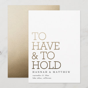 Moderne Goldtypografie-Hochzeit zu haben und abzuh Save The Date