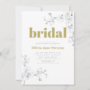 Moderne Goldtypografie Orchid Floral Brautparty Einladung