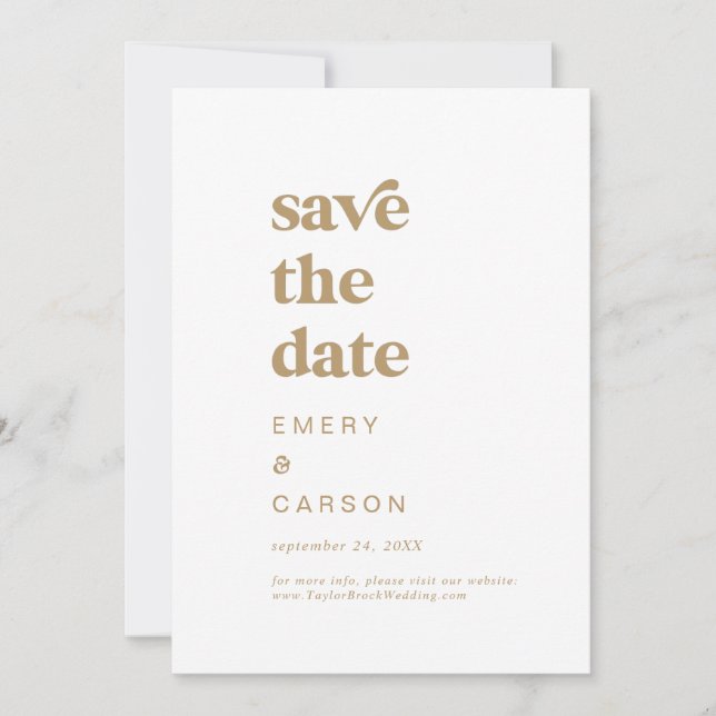 Moderne Goldtypografie Save the Date (Vorderseite)