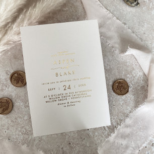 Moderne Goldumlaufskripte Lässige Hochzeit von E Folieneinladung