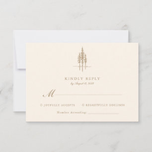 Moderne Goldwald-Hochzeit RSVP Karte