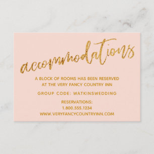 Moderne Goldwaves auf Blush Hochzeitsunterkünfte Begleitkarte