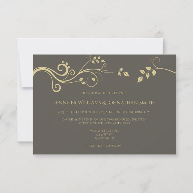 Moderne Goldweine Hochzeitseinladungen Einladung (Vorderseite)