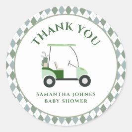 Moderne Golf Baby Dusche Runder Aufkleber