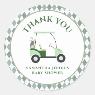 Moderne Golf Baby Dusche Runder Aufkleber