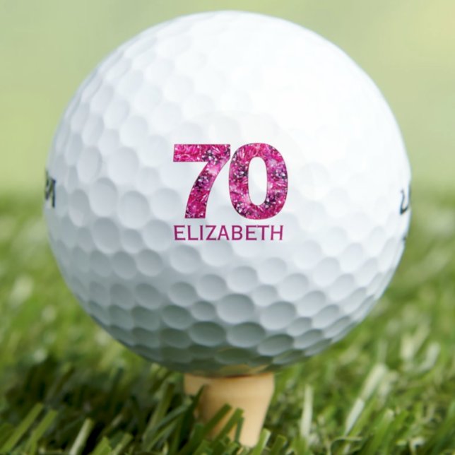Moderne Golfbälle zum 70. Geburtstag pink Initiale (Von Creator hochgeladen)