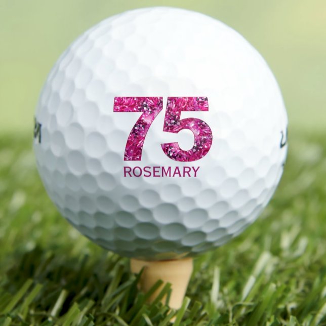 Moderne Golfbälle zum 75. Geburtstag 75 rosa Initi (Von Creator hochgeladen)