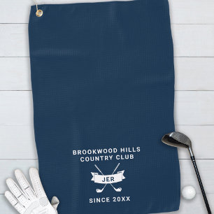Moderne Golfer Mit Monogramm Initialen Spaß Navy B Golfhandtuch