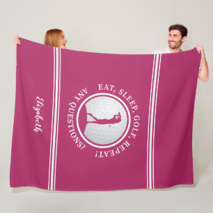 Moderne Golfer Sports-Monogramm-Name Golf Süß Rosa Fleecedecke