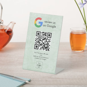 Moderne Google Bewertungen QR-Code-Tischschild Sockelschild