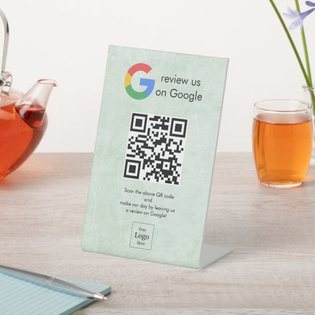 Moderne Google Bewertungen QR-Code-Tischschild Sockelschild (In SItu)