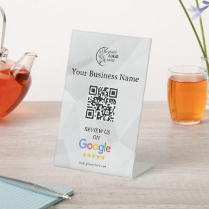 Moderne Google Bewertungen QR-Code-Tischschild Sockelschild