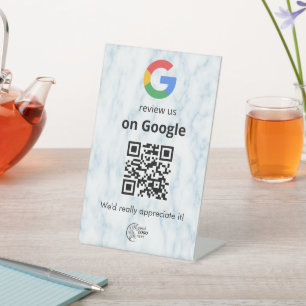 Moderne Google Bewertungen QR-Code-Tischschild Sockelschild