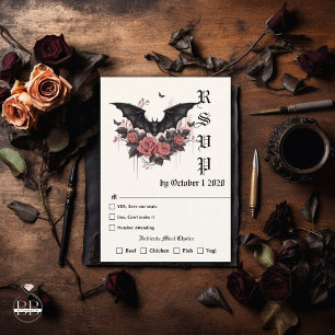Moderne Goth-Bat und Rosenholz  RSVP Karte
