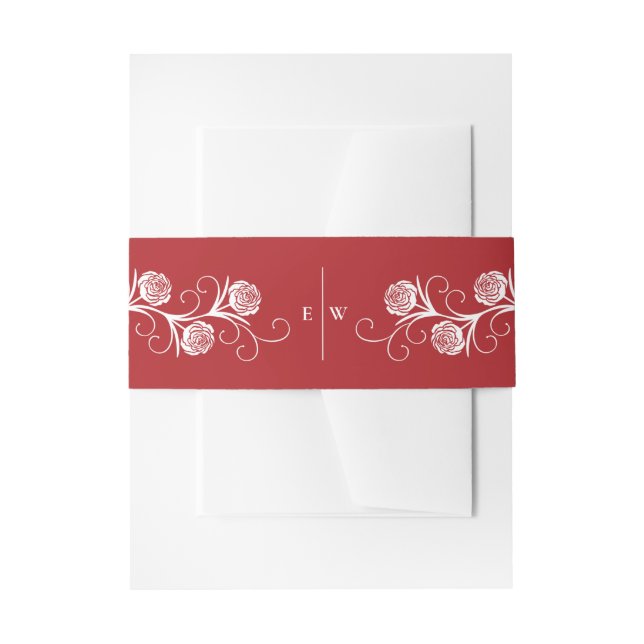 Moderne gotische Rose Wirbel Crimson Red Wedding Einladungsbanderole (Vorderseite Beispiel)