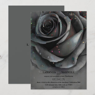 Moderne gotische Schwarze Rose Moody Elegant Handf Einladung