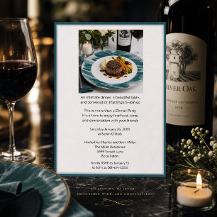 Moderne Gourmet-Essen- und Wein-Dinnerparty  Einladung