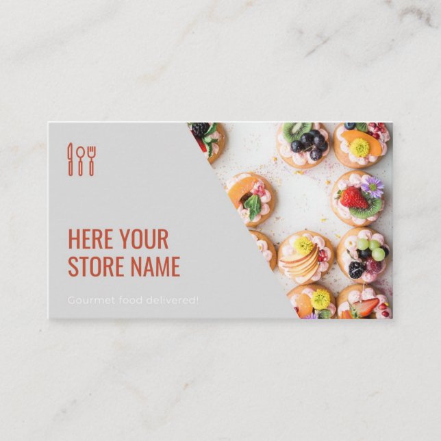 Moderne Gourmet Food Foto Catering Business Card Visitenkarte (Vorderseite)