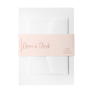 Moderne Grace Peach Hochzeit Einladungsbanderole