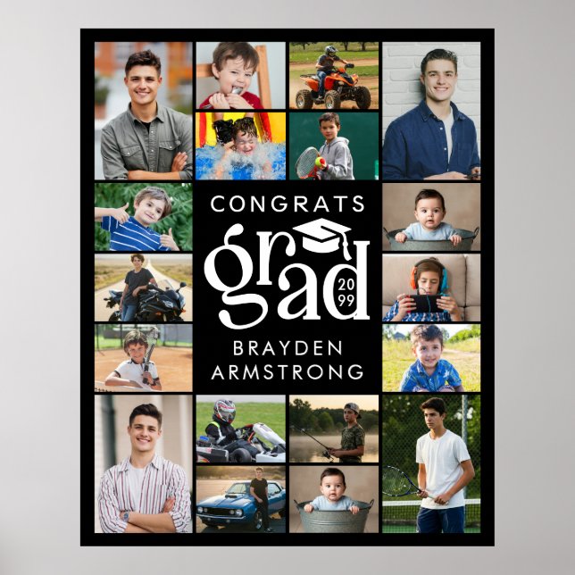 Moderne Grad 18 Foto Collage Fett Typ Cap Poster (Vorne)