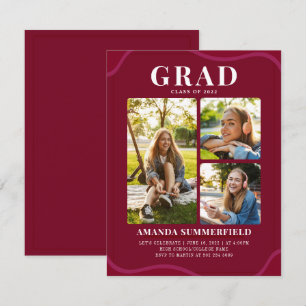 Moderne Grad 2022 Burgund Foto Graduation Party Einladung