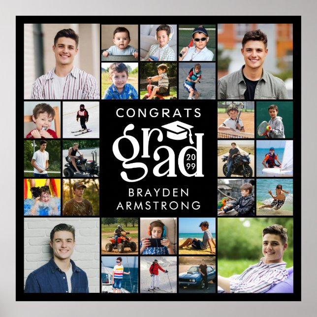 Moderne Grad 28 Foto Collage Fett Typ Cap Poster (Vorne)