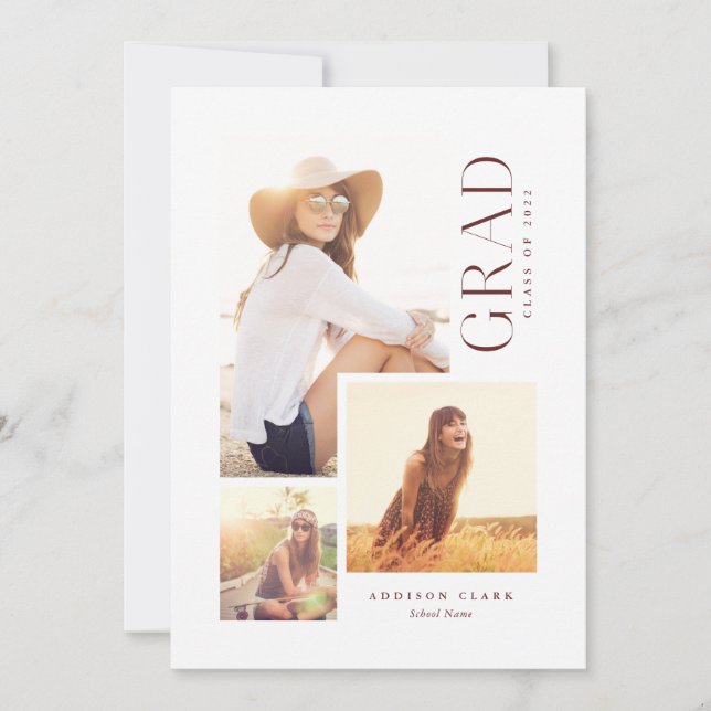 Moderne Grad 3 Foto Collage Red Ankündigung (Vorderseite)